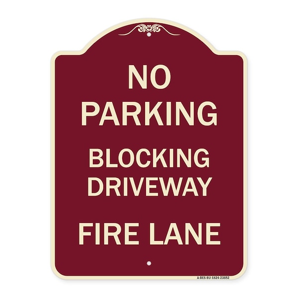 Signmission No Blocking Driveway Fire Lane Heavy-Gauge Aluminum Architectural Sign, 24" x 18", BU-1824-23852 A-DES-BU-1824-23852 - main